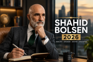 Shahid Bolsen speaking during a public discussion on politics.