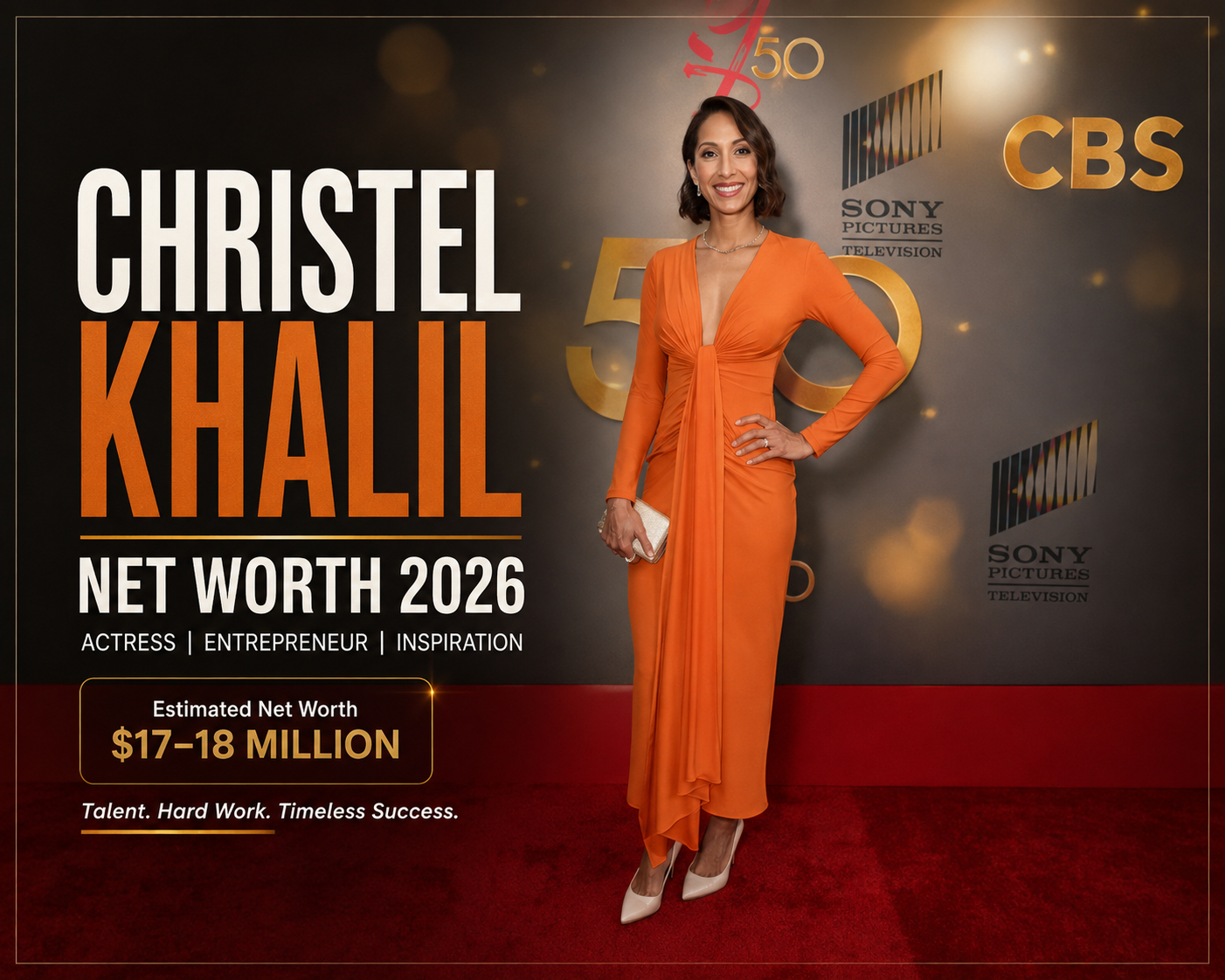 Christel Khalil Net Worth 2026: Stunning red carpet photo of the Emmy-winning actress